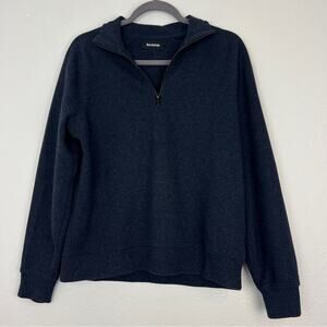 NAADAM | Men’s Fleece Quarter Zip Cotton Cashmere Heather Navy Neutral Comfy S